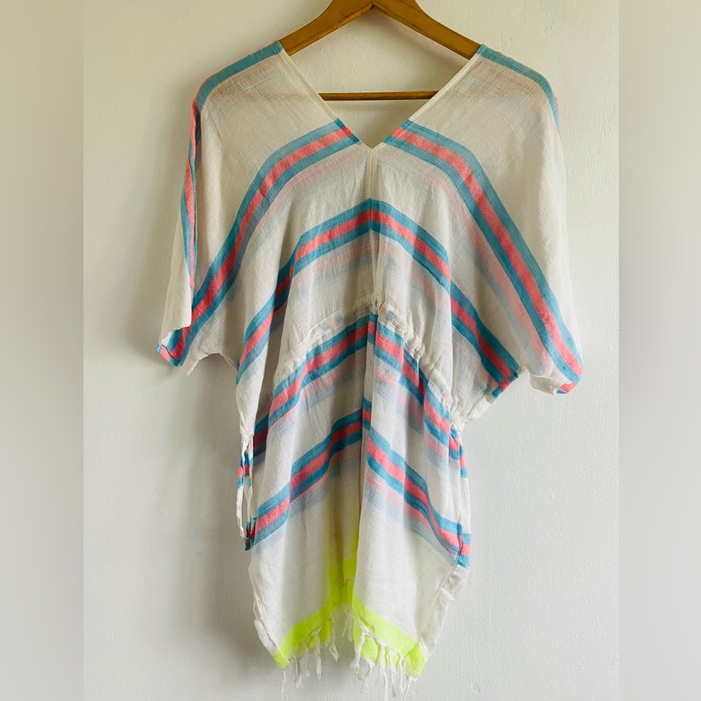 Pyliq Striped Poncho Swim Cover up Size XS Travel Lightweight tropical